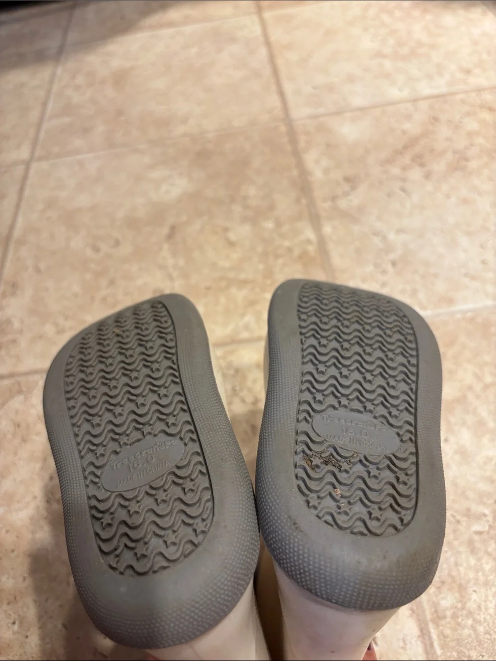 Kids White Rain Boots with Gray Trim